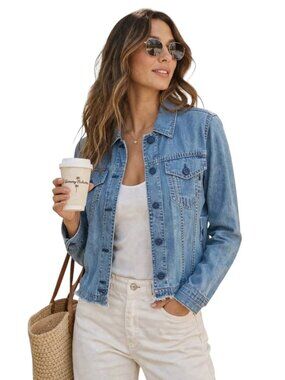 Tommy Bahama Chambray O’Lei Jacket | Coastal Tencel Raw Hem Layering Jacket | XS
